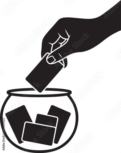 Raffle icon. Choosing random numbered ticket. Prize giveaway. Vector icon isolated on transparent background