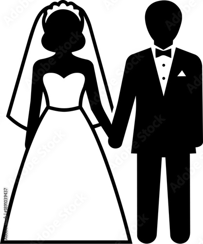 Wedding Couple Rear View Silhouette