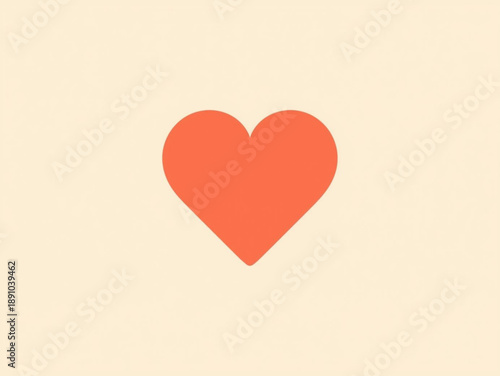 A simple and vibrant heart icon centered on a light background, symbolizing love, care, and affection as a versatile vector graphic for digital designs and emotional expressions