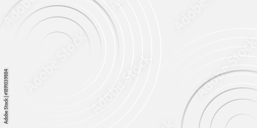 Concentric abstract randomly offset white rings or circles steps fading out background wallpaper banner, close up flat lay top view abstract