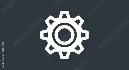 White gear icon symbolizing essential settings, configuration, and operational mechanics