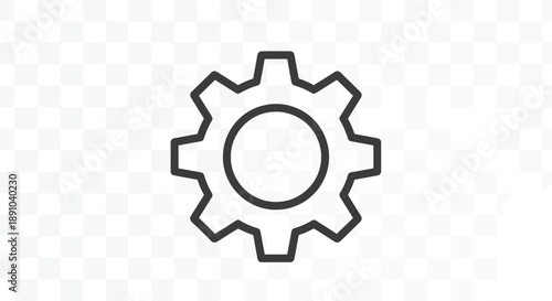 Simple outline icon of a gear or cogwheel symbolizing settings and mechanical process