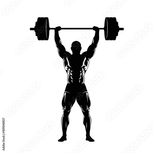 Man Lifting Heavy Barbell Gym Silhouette Vector