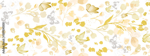 Soft Gold Leaves Pattern Background
