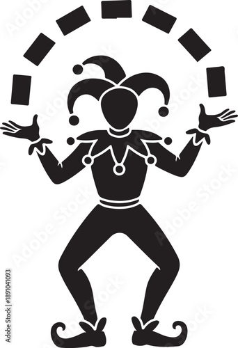 Silhouette of Joker playing with cards