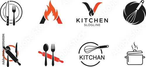 Kitchenware Icons Set with Cooking Utensils for Restaurant Branding Design