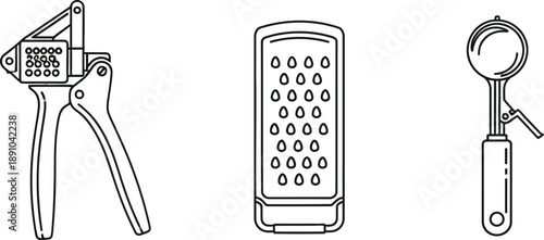 Kitchen Utensils, Garlic Press, Grater