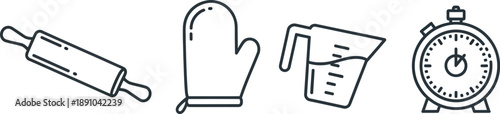 Baking Utensils with Rolling Pin, Oven Mitt, Measuring Cup and Timer