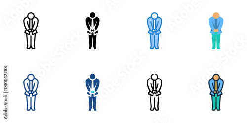 Humility icons set multiple style collection. Editable stroke 
