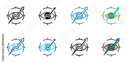 Strategic Vision icons set multiple style collection. Editable stroke 
