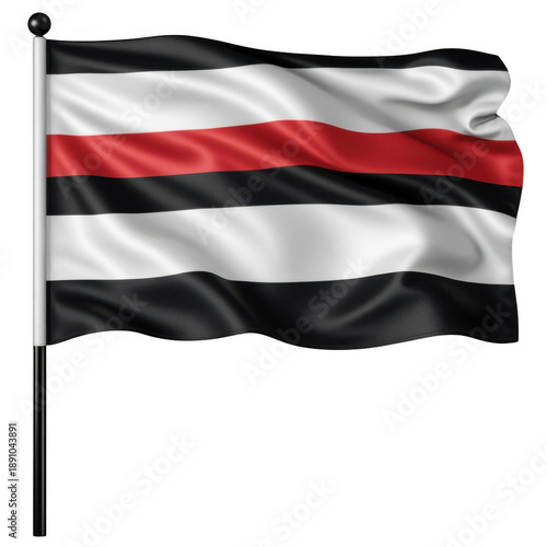 Flag with black, white, and red stripes isolated on transparent background