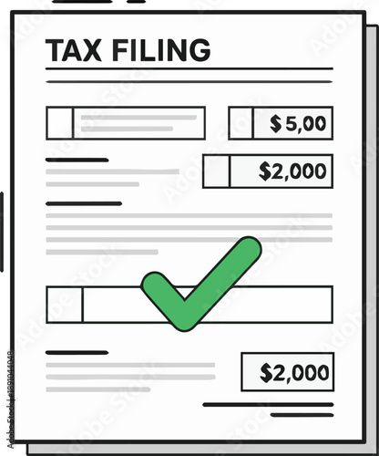 A clear illustration signifying the successful completion of tax filing, highlighting accuracy and financial compliance in the submission of important fiscal documents and forms