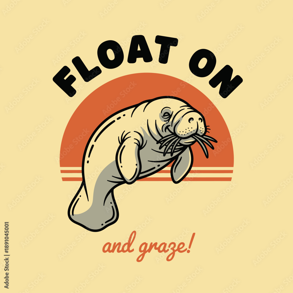 Obraz premium A cute manatee floats serenely in the water with a gentle expression.