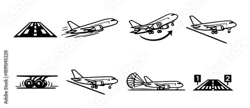 Aircraft takeoff and landing instructions: sequence of flight steps