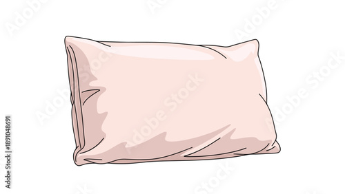 Soft pink rectangular pillow with gentle folds and shadows isolated on a white background for bedroom and home decor themes.