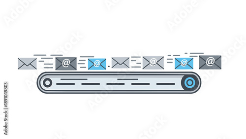 Emails loading in inbox with progress bar on computer screen