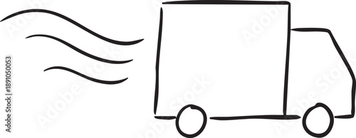 Minimalist delivery truck illustration with wind lines simple style