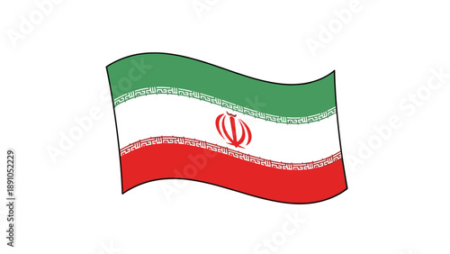 Iran flag waving on white background