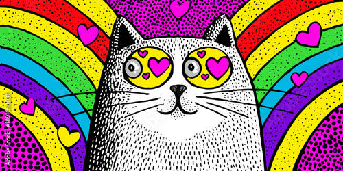 Creative Animal Artwork with Bold Colors and Decorative Elements