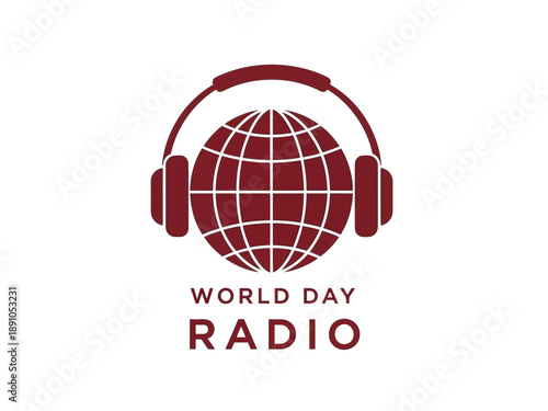 World day radio logo with globe and headphones