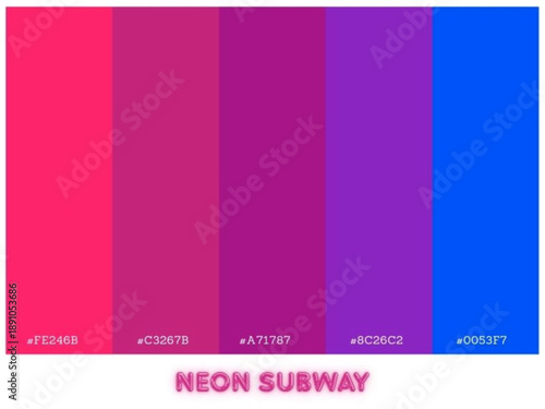 Neon color palette blending glowing hues for dynamic abstract compositions