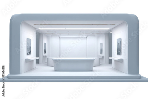 Trade show exhibition booth showcasing presentation design isolated on transparent background