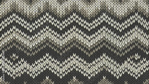 black and white knitted pattern vector background 