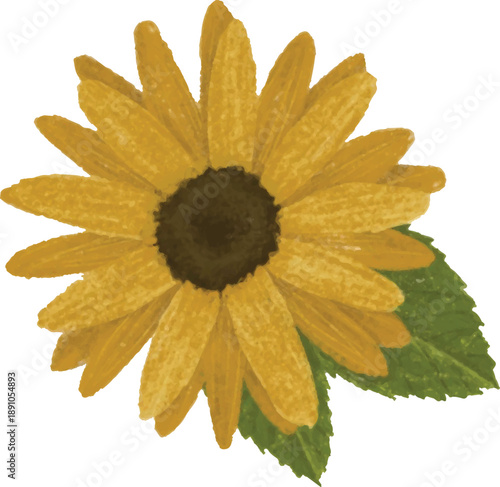 Oil Pastel Hand-drawn Sunflower for icon decoration