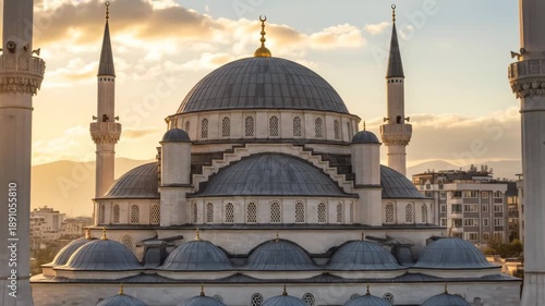 Stunning Mosque Architecture at Golden Hour Sunset