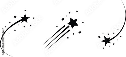 Falling star icons on isolated transparent background. Vector illustration shooting stars