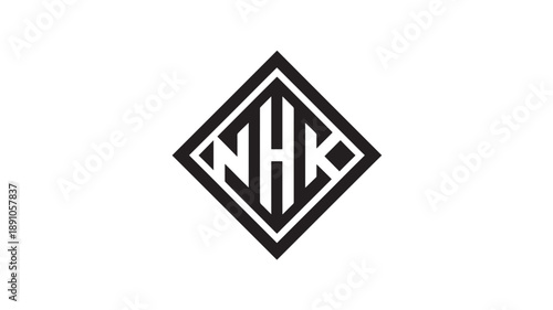 NHK Logo in Modern Geometric Shape with Black and White Color Scheme on Isolated White Background for Corporate Branding