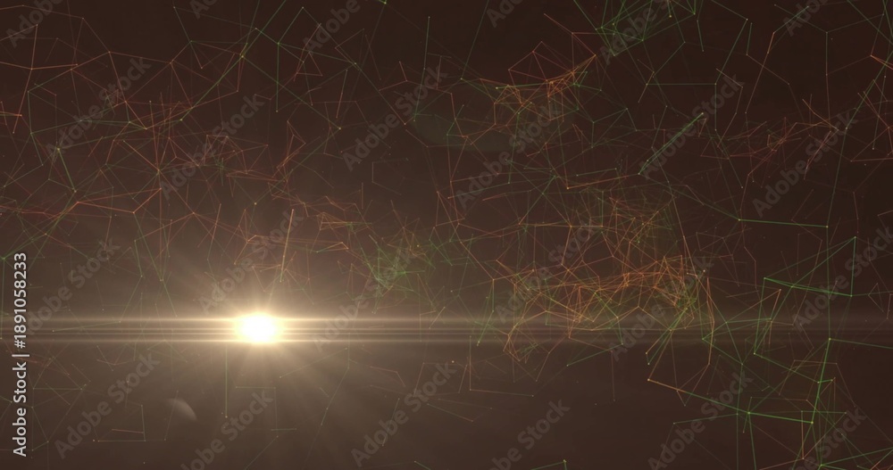 Fototapeta premium Glowing star emitting lens flare and streaks in space with filaments, crescent moon, copy space