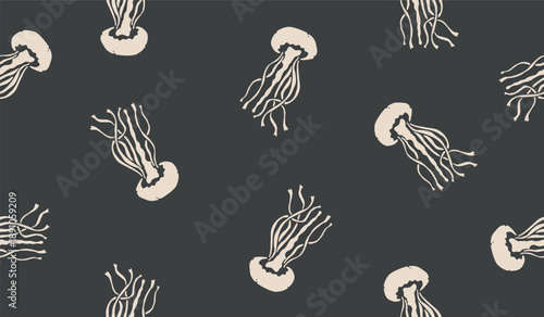 Cute jellyfish pattern background vector design