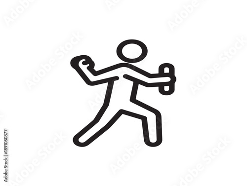 Stick figure exercising with dumbbells