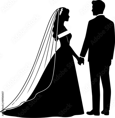 Wedding Couple Back View Silhouette