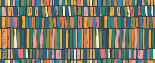 Colorful Vertical Stripes Pattern Seamless Background Texture Bookshelf Illustration abstract blue