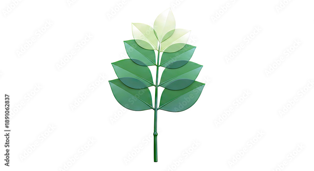 Naklejka premium Green Leaves Branch with Gradual Color Change