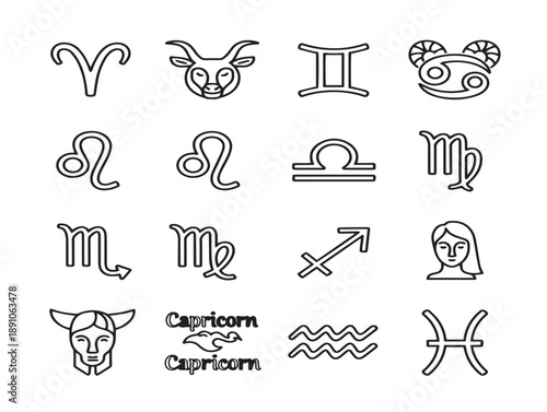 Minimalist zodiac symbols collection