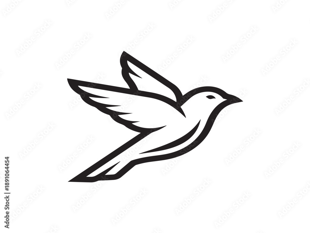 Fototapeta premium Minimalist flying bird icon