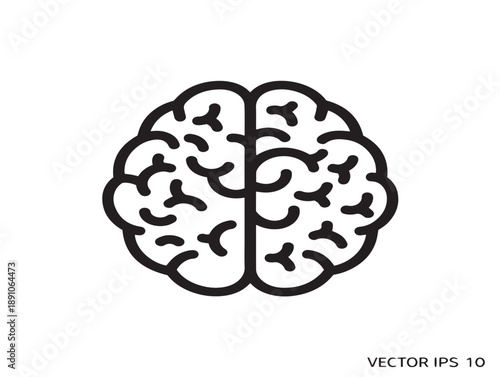 Minimalist brain icon in flat design