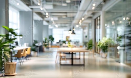 Photo blur background of modern office interior design contemporary workspace for creative business. High quality