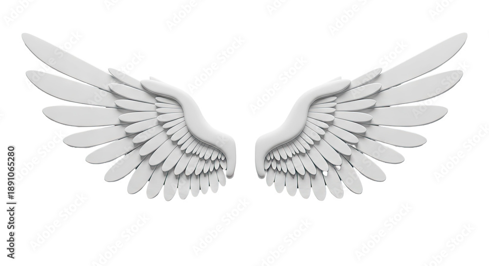 Fototapeta premium White Angel Wings on White Background