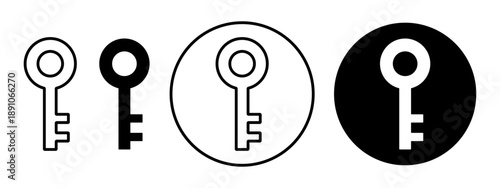 Vector isolated Key icon in black fill and outline