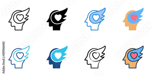 Empathy icons set multiple style collection. Editable stroke 
