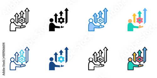 Talent Development icons set multiple style collection. Editable stroke 

