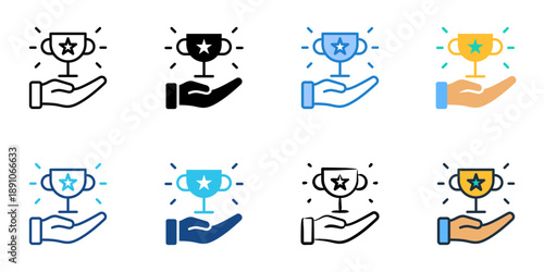Positive Reinforcement icons set multiple style collection. Editable stroke 
