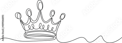 Simple black and white line of a crown with a wavy base