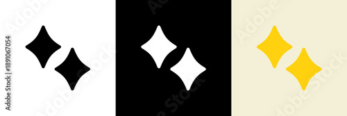 シンプルなキラキラ2個のアイコン（ベクター）