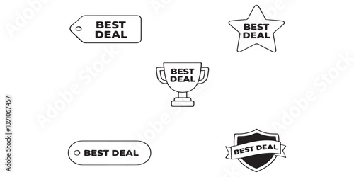 Collection of stylized icons representing best deals and achievements