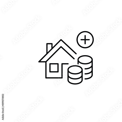 Property value, mortgage asset growth. Pixel perfect, editable stroke vector icon